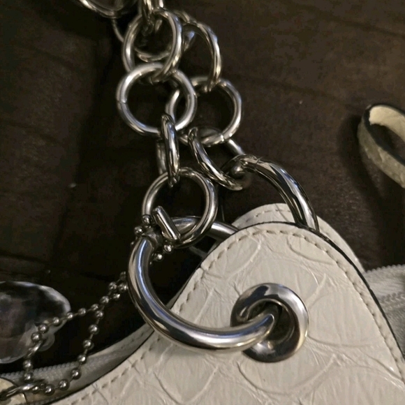 GUESS Y2K Cream Croc Embossed Buckle Satchel Shoulder Bag #9637 Studded Vintage - Picture 8 of 16